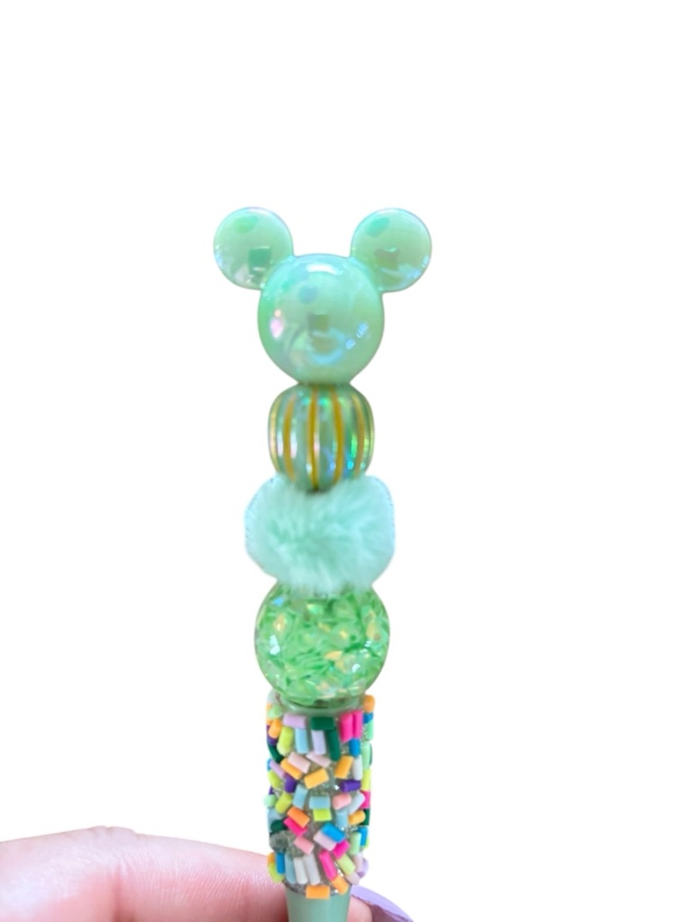 Green Mouse Head Sprinkle Pen Handmade By AB INKS HANDMADE EXPRESSIONS - Picture 4 of 5